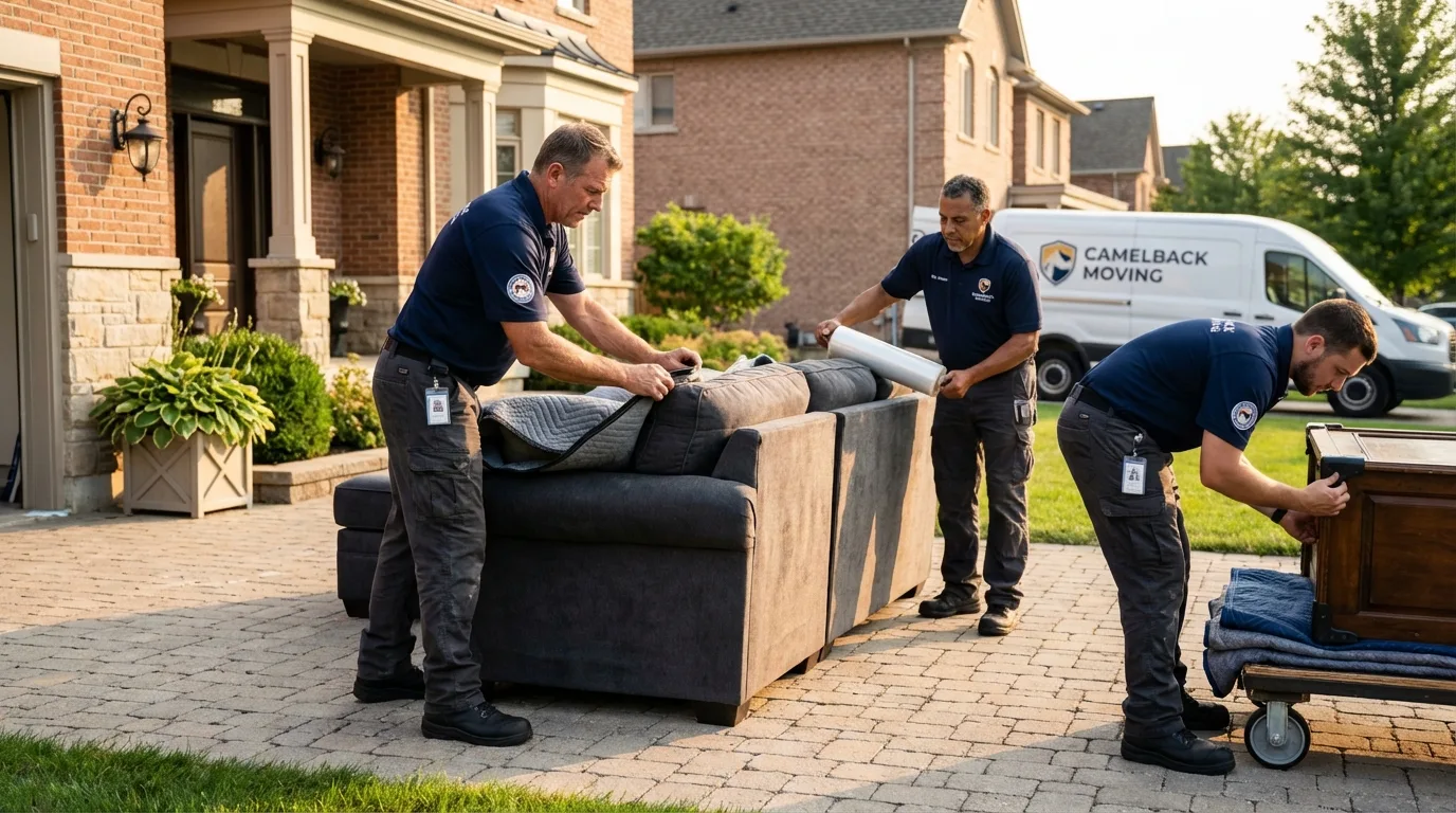 Large estate moving crew wrapping furniture in Absarokee, MT