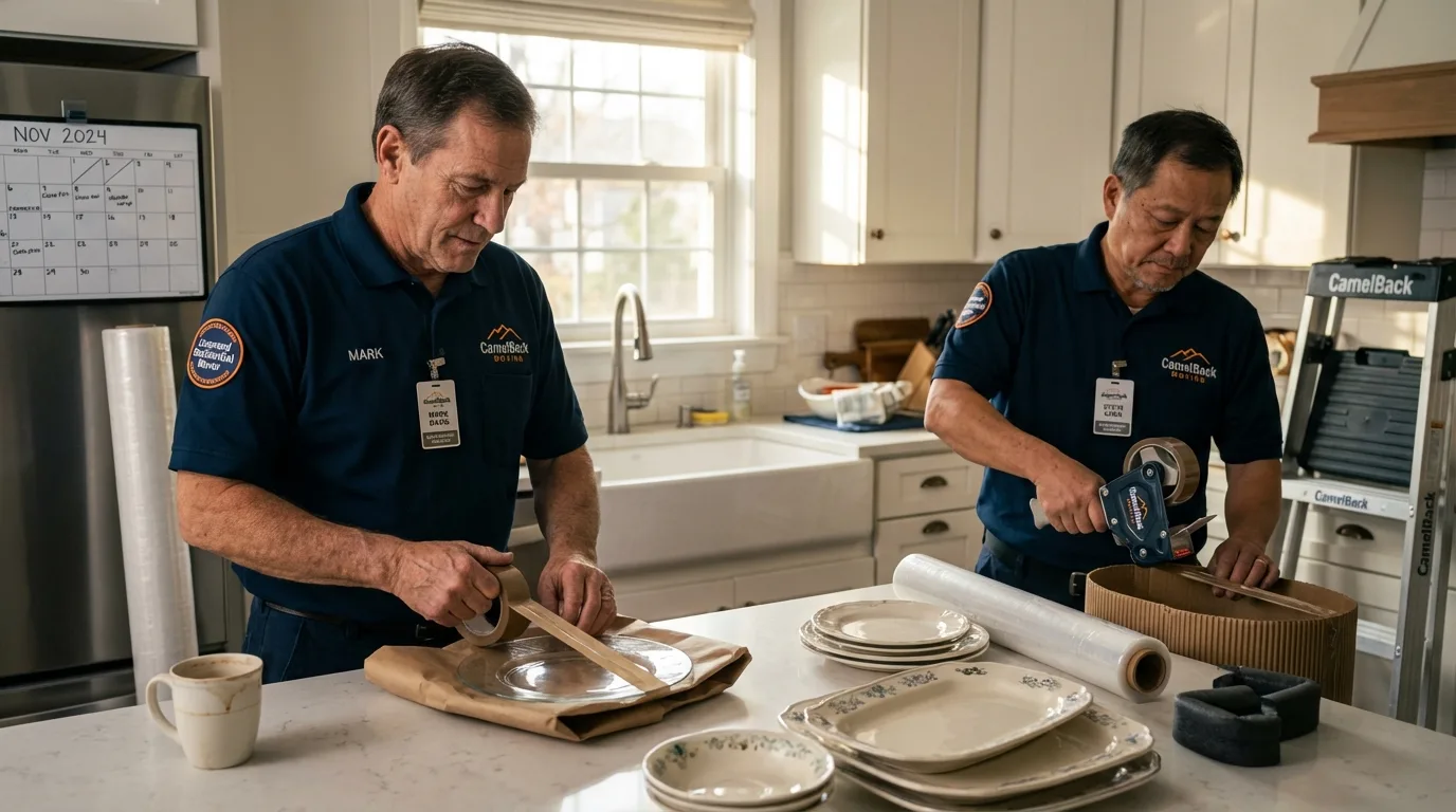 Professional crew packing kitchen dishware in Absarokee, MT